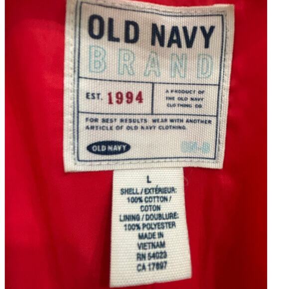 Old Navy Utility Chore Jacket Coat Red Contrast Stitch Workwear Y2K Size Large - Picture 7 of 7